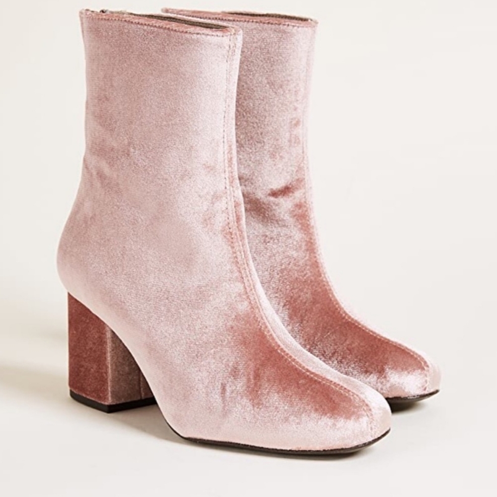 Free People Cecile Velvet Block Heel Boots New - Picture 4 of 6